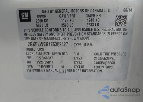 2014 GMC Terrain Sle-2 from USA, damaged, VIN 2GKFLWEK1E6382427